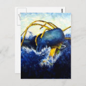 Walvis vs kolossaal vierkant origineel fijn kunsts briefkaart (Voorkant / Achterkant)