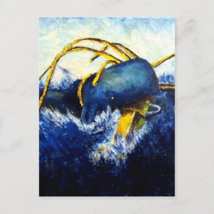 Walvis vs kolossaal vierkant origineel fijn kunsts briefkaart