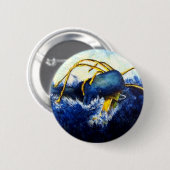 Walvis vs kolossaal vierkant origineel fijn kunsts ronde button 5,7 cm (Voorkant /achterkant)