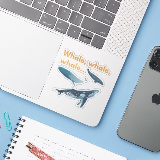 walvis, walvis, walvis sticker (Laptop met iPhone)