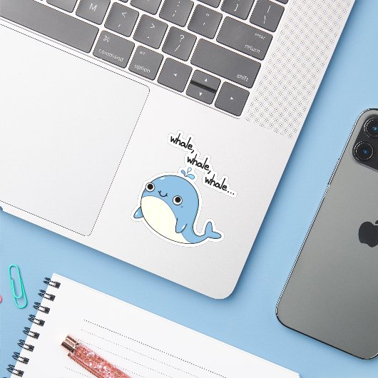 walvis, walvis, walvis Zee Sticker (Laptop met iPhone)