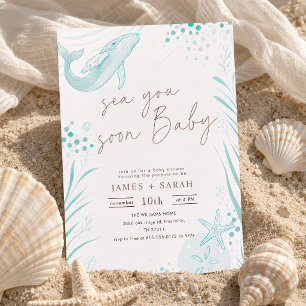 Walvis Watercolor Zee Ziet Je Gauw Baby Borrel Kaart
