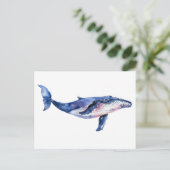 Walvis Waterverf Briefkaart (Staand voorkant)