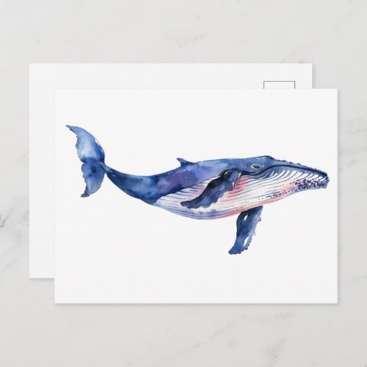 Walvis Waterverf Briefkaart (Voorkant / Achterkant)