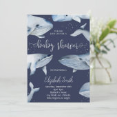 Walvis Waterverf Zwart Baby shower Invite Kaart (Staand voorkant)