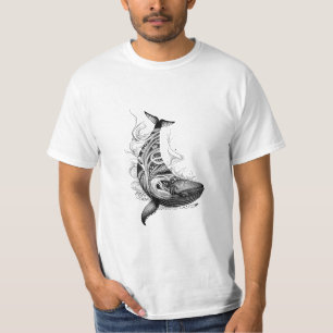 Walvis Wilde Dieren Natuur Illustratie Art Tattoo T-shirt