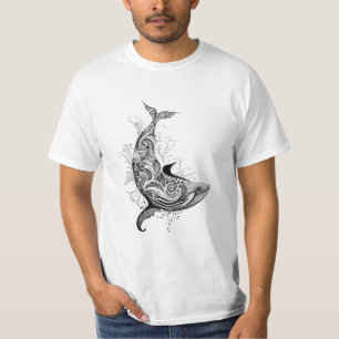 Walvis Wilde Dieren Natuur Illustratie Art Tattoo T-shirt