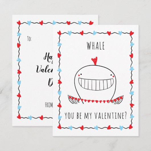 Walvis Wilt Mijn Valentijn Zijn Grappige Valentijn Notitiekaartje (Voorkant / Achterkant)
