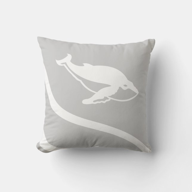 walvis. WIT op grijze kussen (Voorkant)