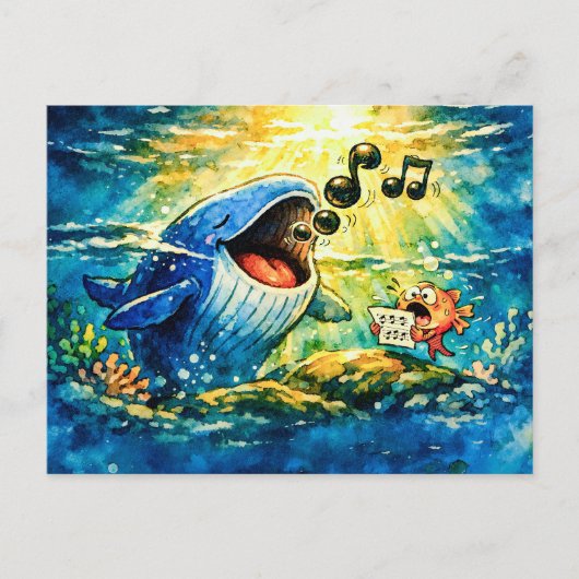 Walvis zingt duet met vis briefkaart (Voorkant)