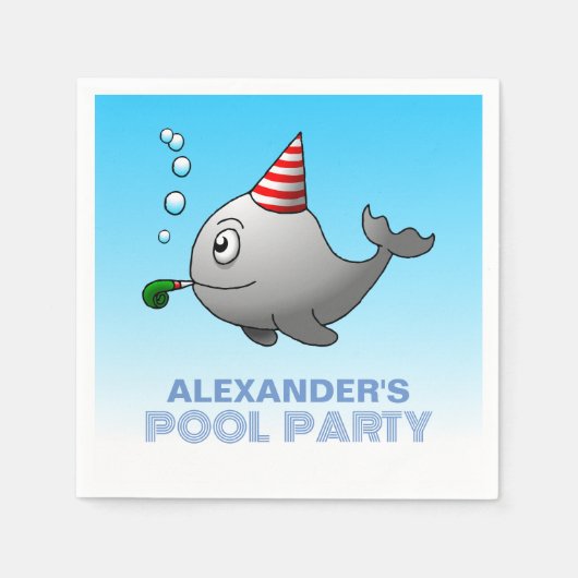 Walvis Zwembad Feestje Servet (Voorkant)
