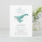 walvisachtig Baby shower Ahoy is een jongen Kaart (Staand voorkant)