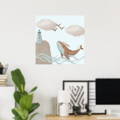 Walvisavonturen - Kunstprint voor kinderen aan de  Poster (Thuiskantoor)