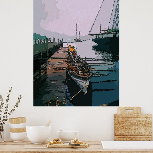Walvisboot bij pier poster (Keuken)