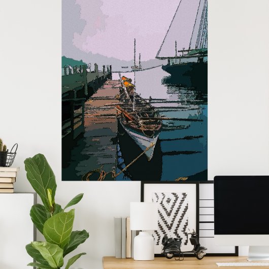 Walvisboot bij pier poster (Thuiskantoor)
