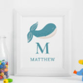 Walvisdier. Kwekerij Baby Boy nautisch monogram Poster