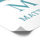 Walvisdier. Kwekerij Baby Boy nautisch monogram Poster (Hoek)