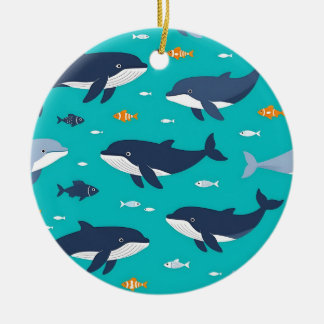 Walvisdolfijnenpatroon Oceaan Keramisch Ornament