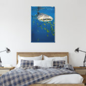 Walvishaai met vis, Indonesië Canvas Afdruk (Insitu (Slaapkamer))