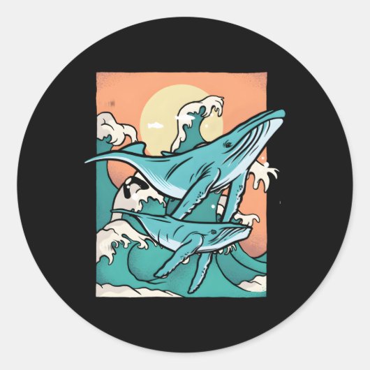 Walvishaaien Orca Beluga Whale Orcas Narwhal Ronde Sticker (Voorkant)