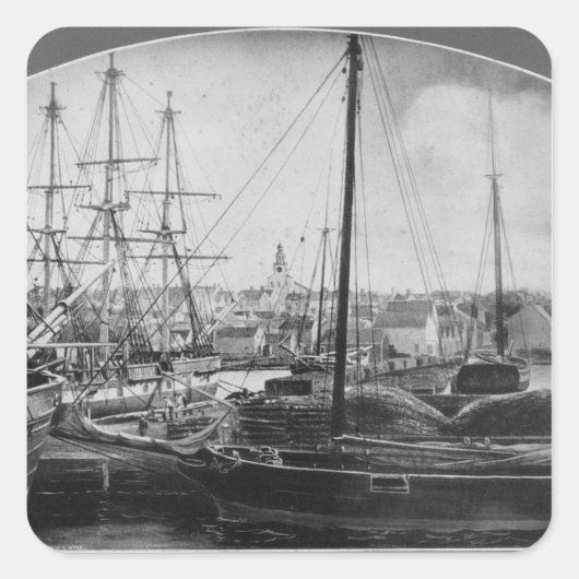 Walvishaven, New Bedford Vierkante Sticker (Voorkant)