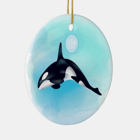 walviskom met blauwe lucht keramisch ornament (Rechts)