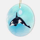 walviskom met blauwe lucht keramisch ornament (Links)