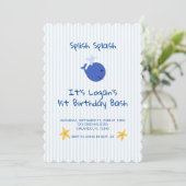 Walviskreeften Nautical First Birthday Invitation Kaart (Staand voorkant)