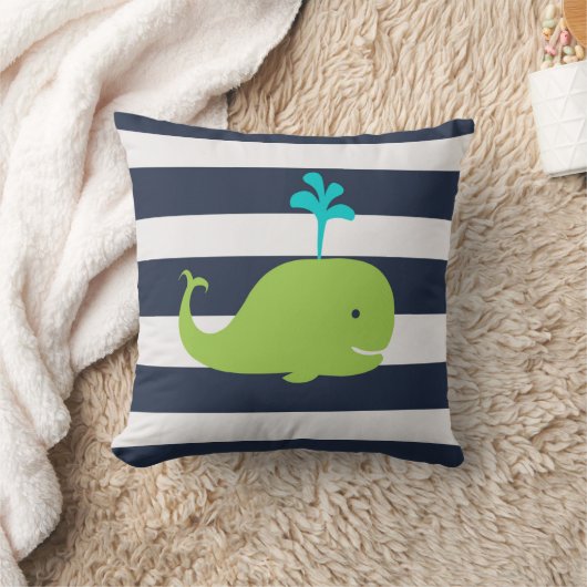 Walviskussen op de Noordzee, blauw, groen en wit Kussen (Deken)