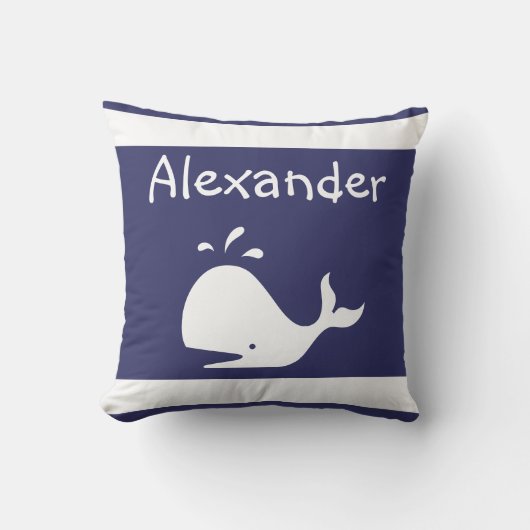 walviskussen Personaliseer met de naam Blauw Kussen (Voorkant)