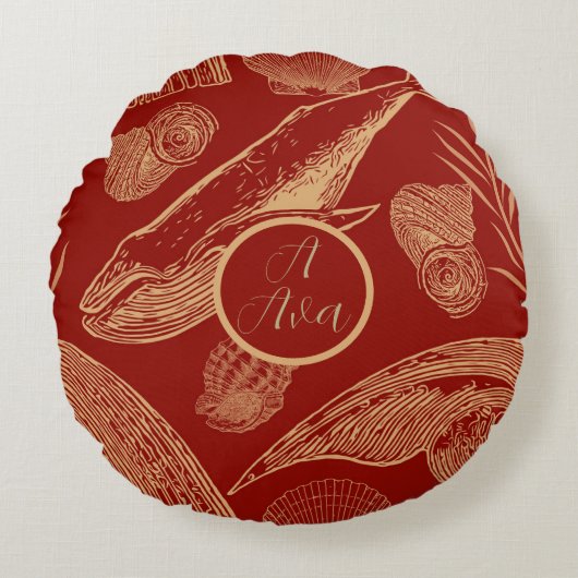  walviskwekerij rood rond kussen (Voorkant)