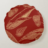  walviskwekerij rood rond kussen (Achterkant)