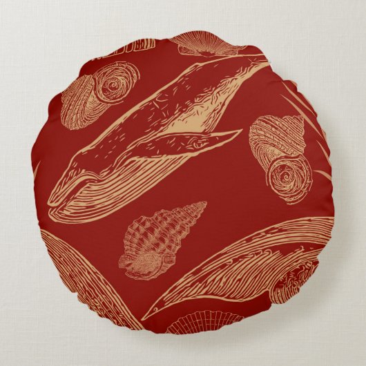  walviskwekerij rood rond kussen (Achterkant)