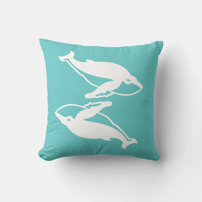 walvisliefde witte walvissen op teal blauwe kussen (Voorkant)