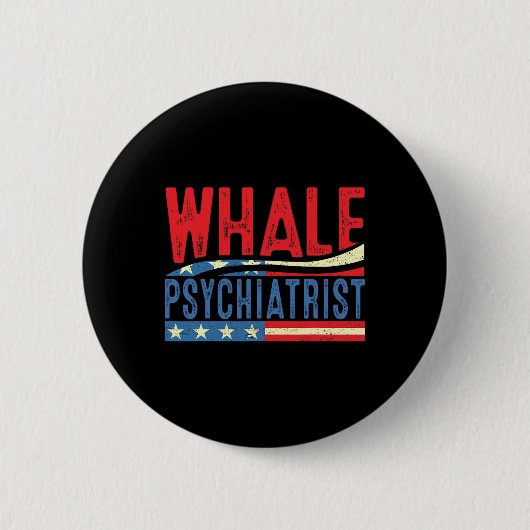 Walvispsychiater 2025 Retro Streep Ronde Button 5,7 Cm (Voorkant)
