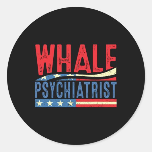 Walvispsychiater 2025 Retro Streep Ronde Sticker (Voorkant)