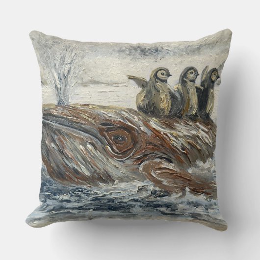 Walvisruiters Whizzy Walvis en Pinguïn Oceaan Kussen (Voorkant)