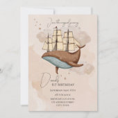 Walvisschip Pastel Geslachtsneutraal Verjaardag Kaart (Voorkant)