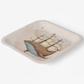 Walvisschip Pastel Geslachtsneutraal Verjaardag Papieren Bordje (Gebogen)