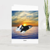 Walvissen bij zonsondergang feestdagen kaart (Achterkant)