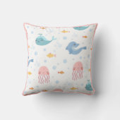 Walvissen Dolphins Jellyfish Pink Ocean Zee Fish Kussen (Achterkant)