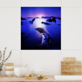 Walvissen dolphins pinguins oceaanzonsondergang poster (Keuken)