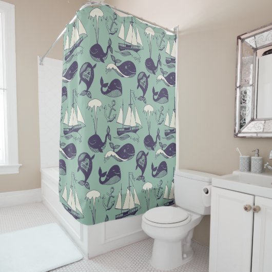 walvissen douchegordijn (In situ)