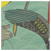 walvissen en golven jade stof (Close Up)