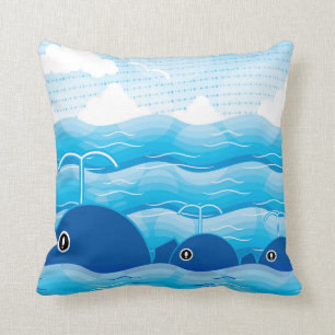 Walvissen en golven Oceaanblauw Kussen
