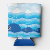 Walvissen en golven Ocean Blue Blikjeskoeler (Voorkant)