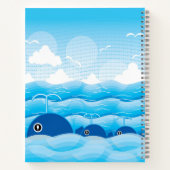 walvissen en golven Ocean Blue op maat Notitieboek (Achterkant)