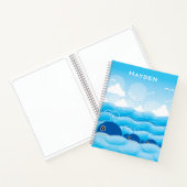 walvissen en golven Ocean Blue op maat Notitieboek (Binnen)