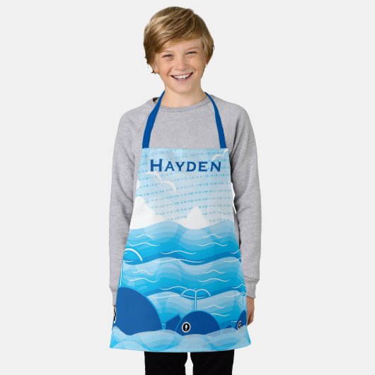 walvissen en golven Ocean Blue op maat Schort (Gedragen)