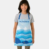walvissen en golven Ocean Blue op maat Schort (Insitu)